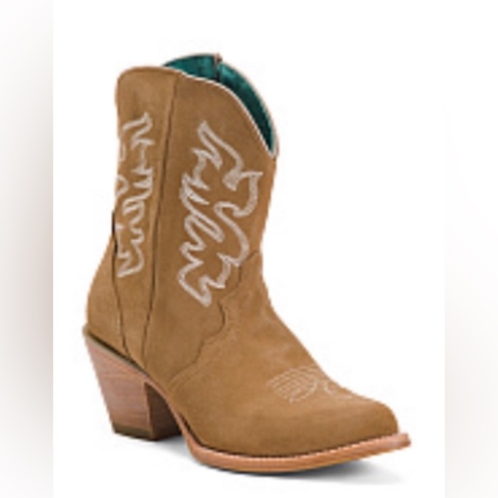 Corral Western Suede Pointed Toe Embroidered Side Zip Cowgirl Heeled Boots 8.5